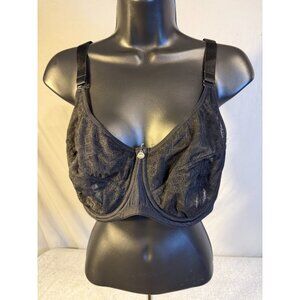 Parfait Womens Black Lace Bra Underwire Support Size 38G Sheer Sexy Metal Accent